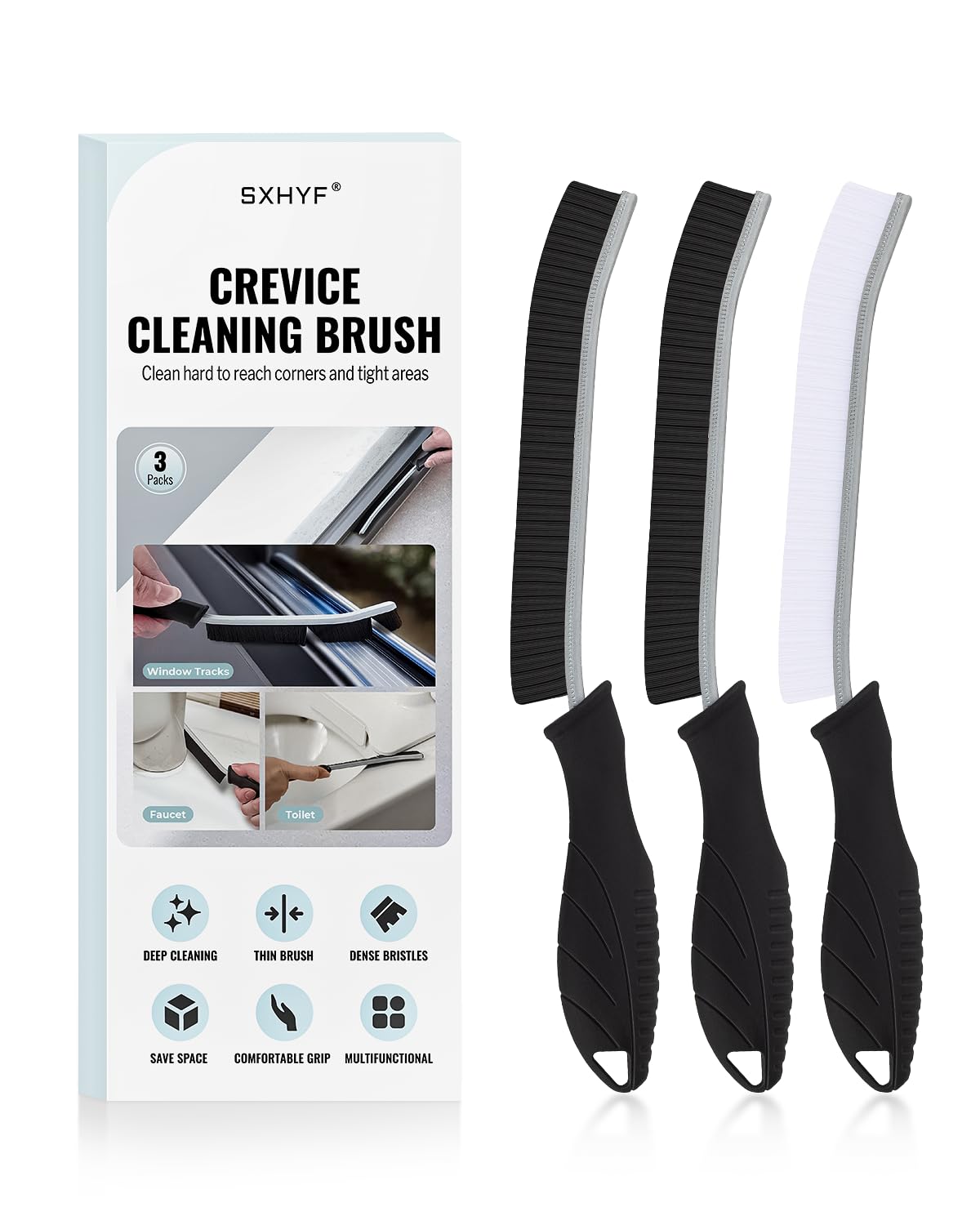 Crevice Cleaning Brush, Hard Bristle Gap Brush for Kitchen Sink Bathroom Tile & Window Tracks, Deep Cleaning Scrub Tool