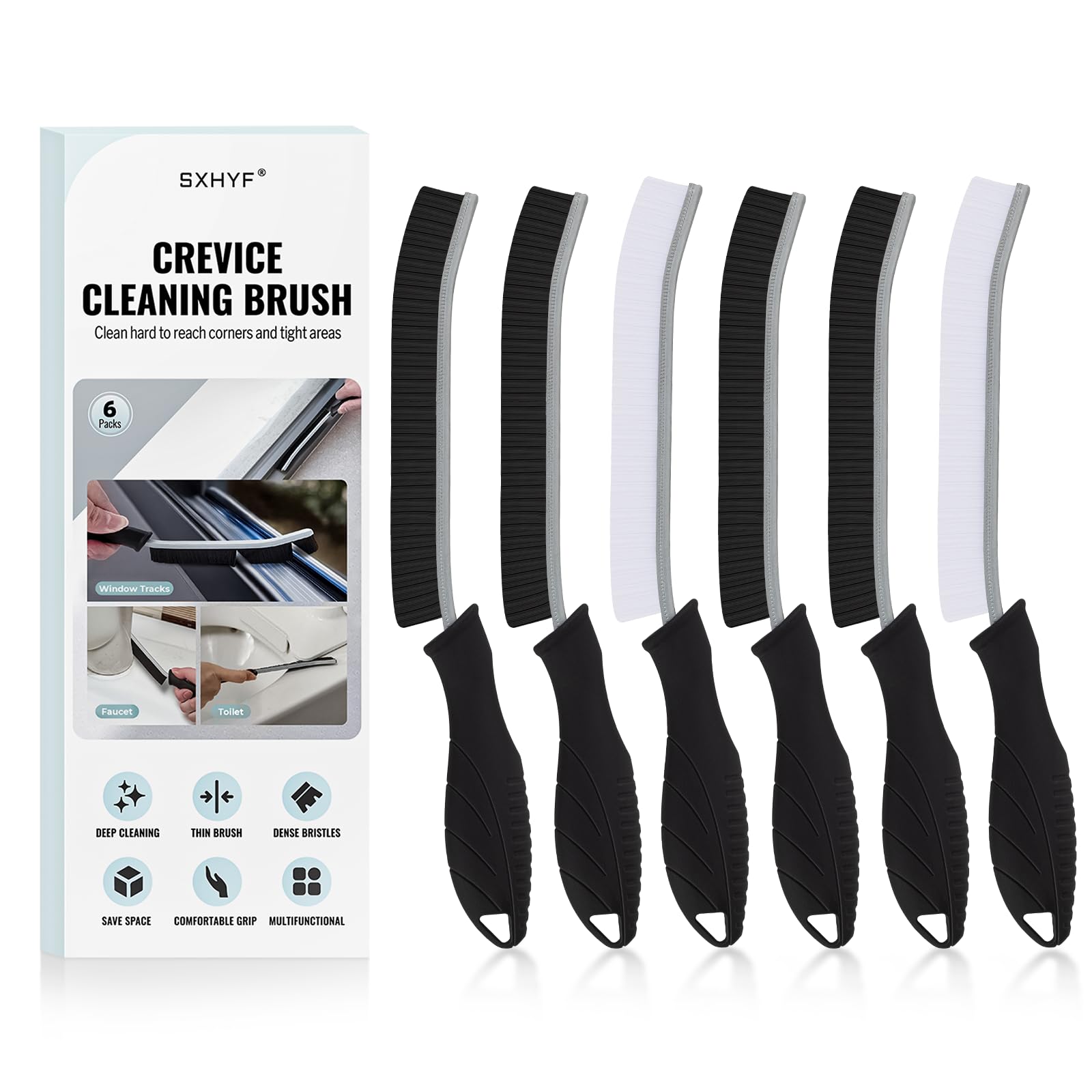 Crevice Cleaning Brush, Hard Bristle Gap Brush for Kitchen Sink Bathroom Tile & Window Tracks, Deep Cleaning Scrub Tool
