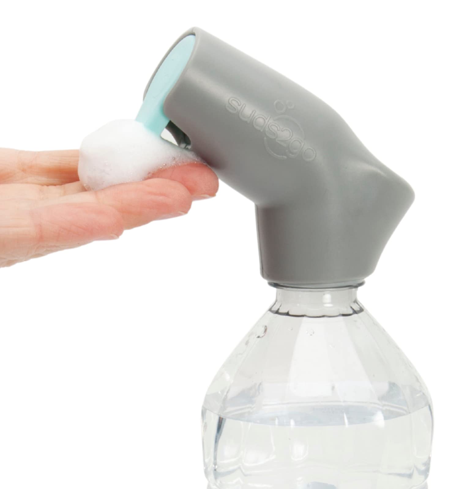 Suds2Go Refillable Caps, 2 Pack - Universal Fit Turns Most Disposable Water Bottles Into A Hand Washing Station - Includes Refillable Soap Reservoir - Conveniently Sized to Take on The Go