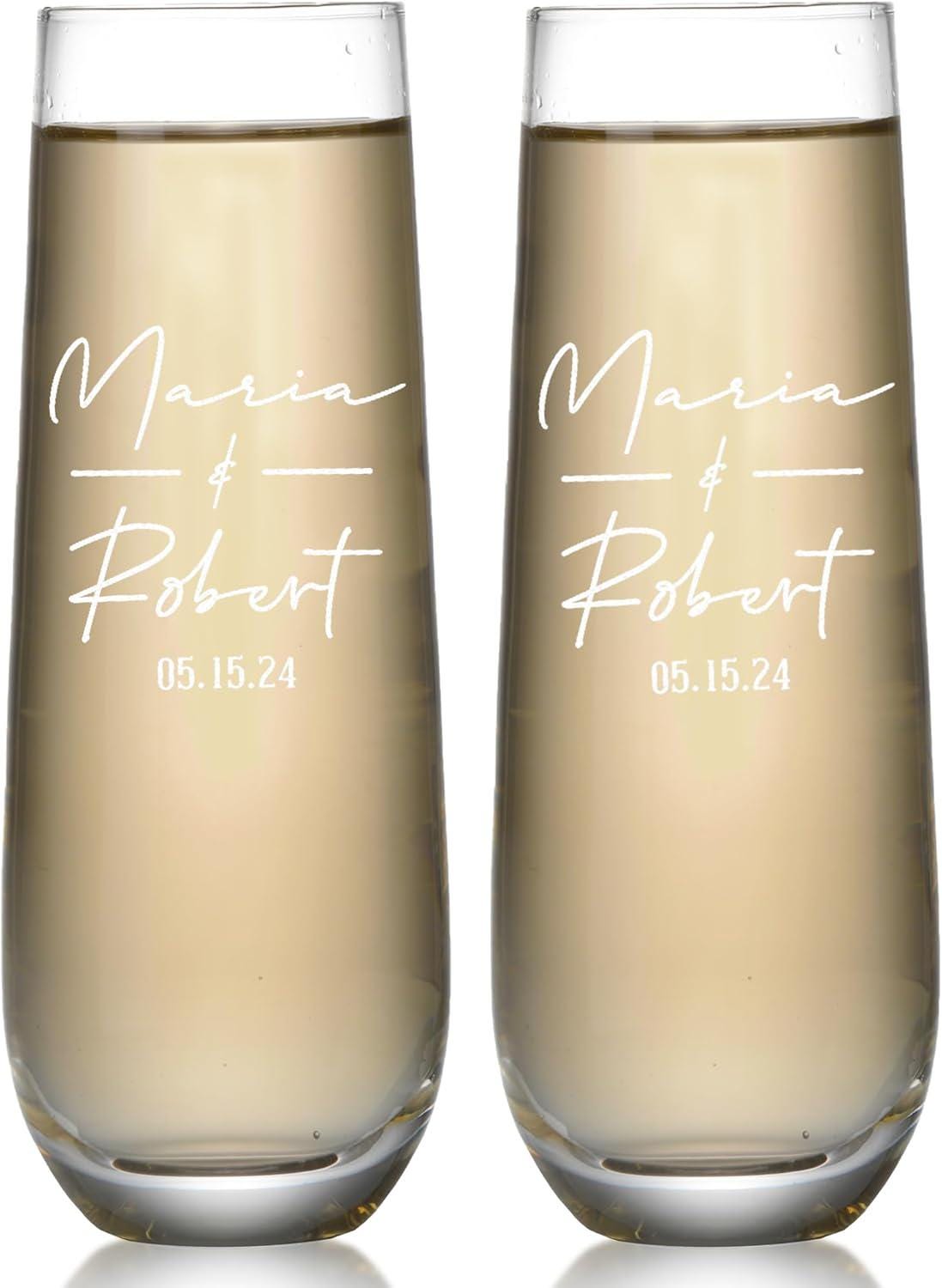Personalized Mr. & Mrs. Champagne Flutes – Custom Wedding Toast Glasses