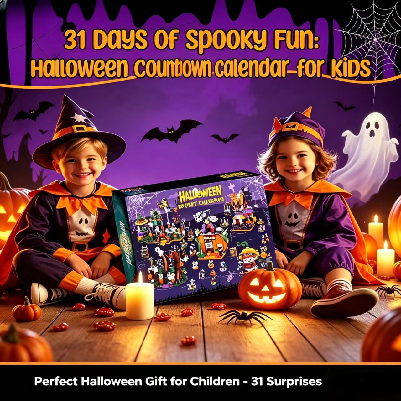 Halloween Building Blocks Set, 24 in 1 Spooky Pumpkin Ghost House Bricks Kit, Creative STEM Construction Toy for Kids, Halloween Party Favors Home Decor Holiday Gift