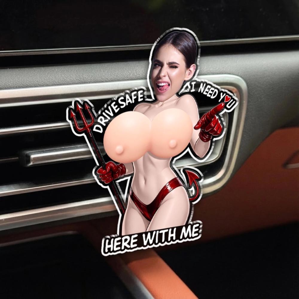 Funny 3D Pin-Up Girl Car Magnet – “Drive Safe, I Love You” Novelty Automotive Decor