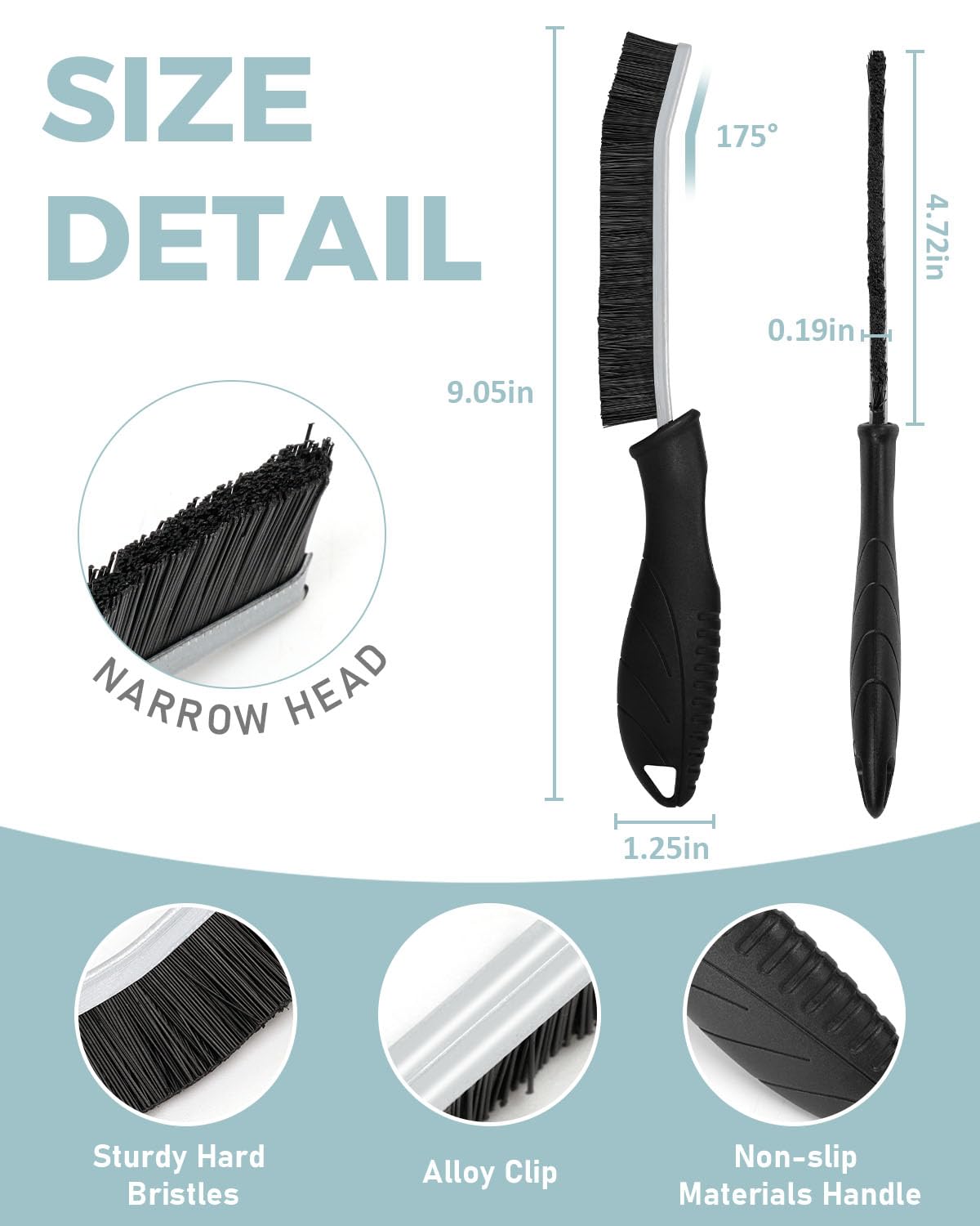 Crevice Cleaning Brush, Hard Bristle Gap Brush for Kitchen Sink Bathroom Tile & Window Tracks, Deep Cleaning Scrub Tool