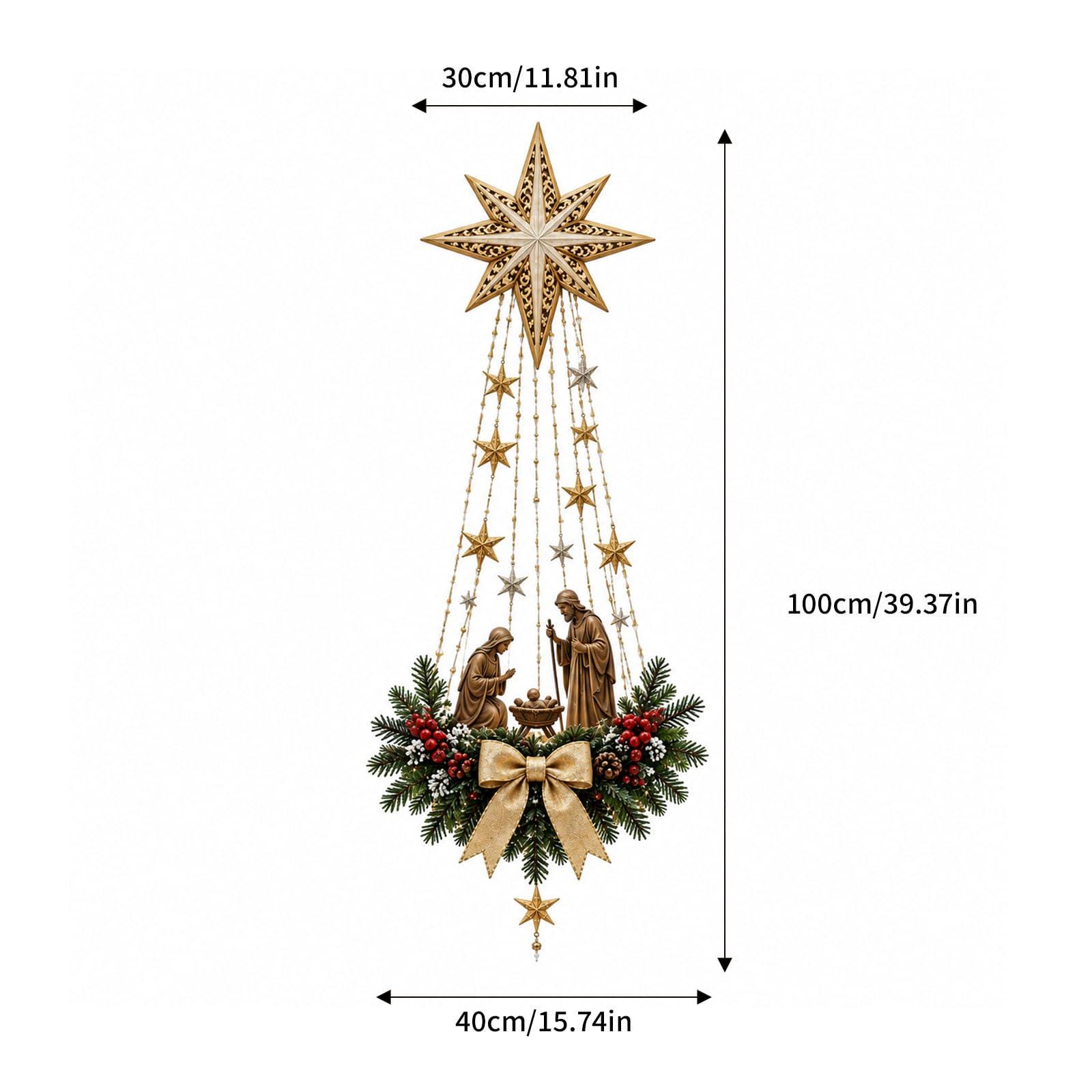 Christmas Nativity Tree Wall Hanging Light – Illuminated Angel & Star Holiday Decoration