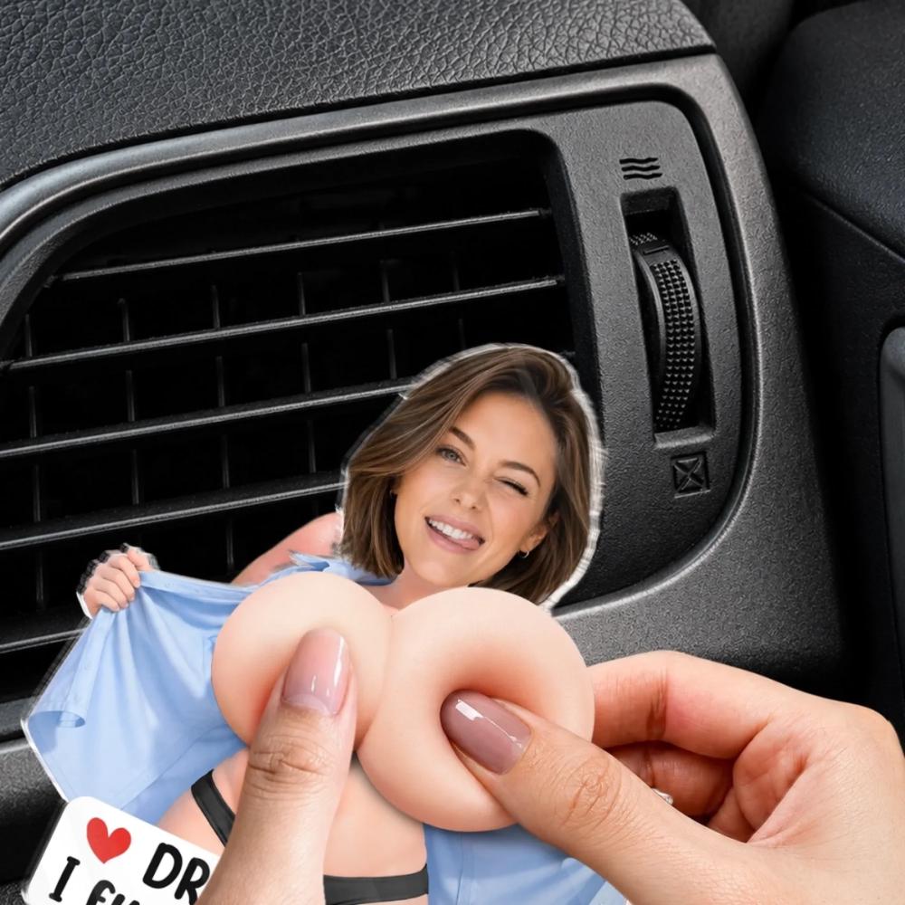 Custom Face Funny Car Vent Accessory – Personalized 3D Pin-Up Photo Gift with “Drive Safe” Message