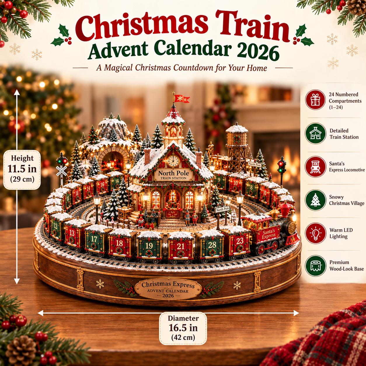 Christmas Express Advent Calendar – 24-Day North Pole Train Station Holiday Countdown