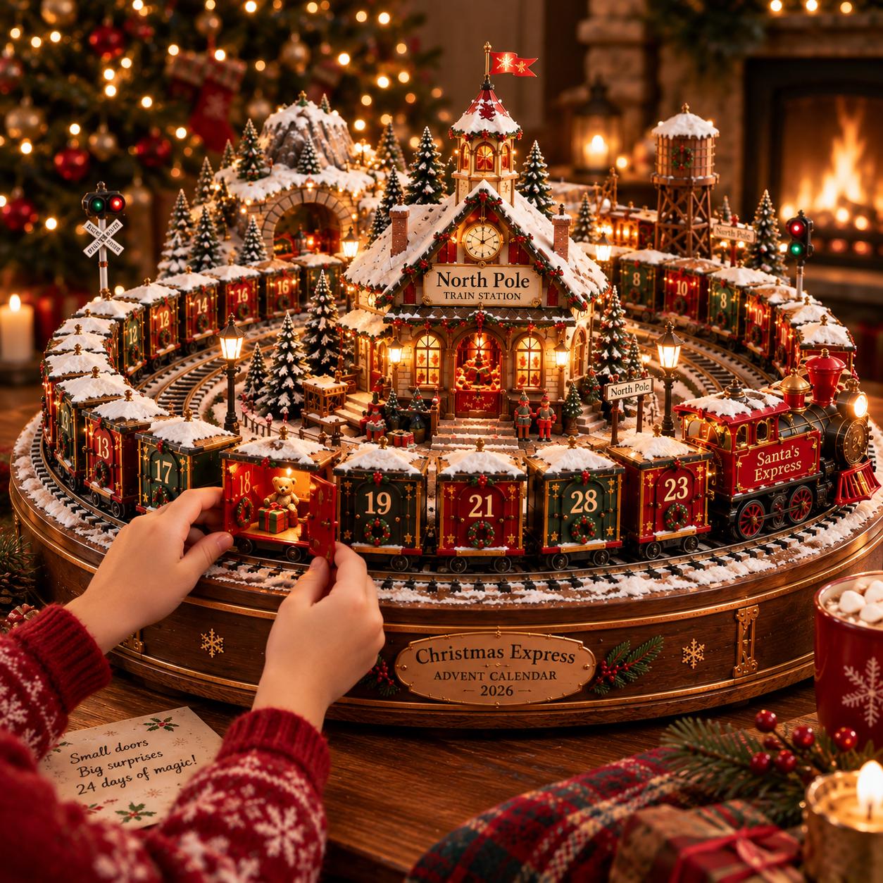Christmas Express Advent Calendar – 24-Day North Pole Train Station Holiday Countdown
