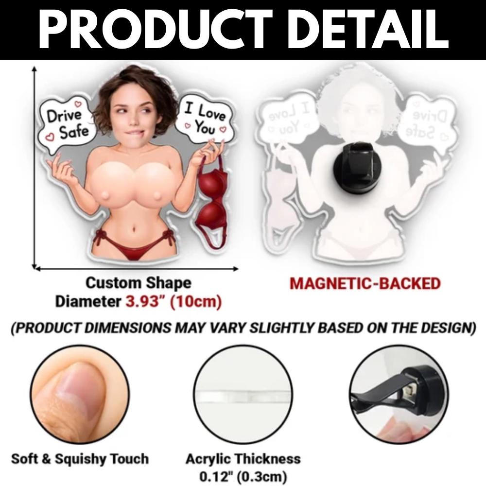 Funny 3D Pin-Up Girl Car Magnet – “Drive Safe, I Love You” Novelty Automotive Decor