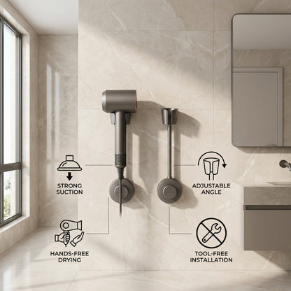 Suction Cup Shower Head Holder, Adjustable Wall Mount Bracket for Handheld Showerhead