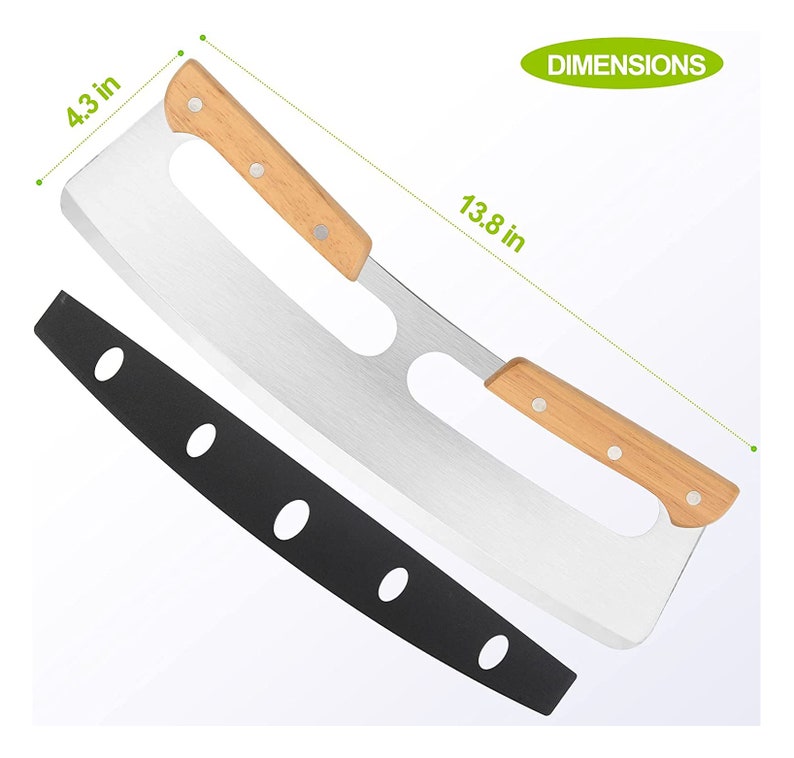 Stainless Steel Pizza Rocker Cutter with Wooden Handles & Protective Blade Cover