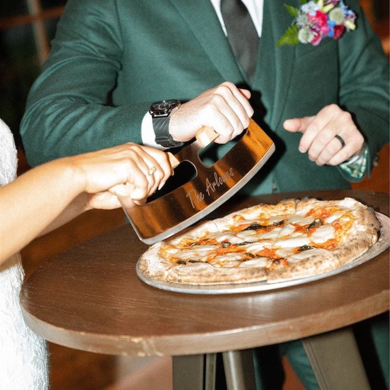 Stainless Steel Pizza Rocker Cutter with Wooden Handles & Protective Blade Cover