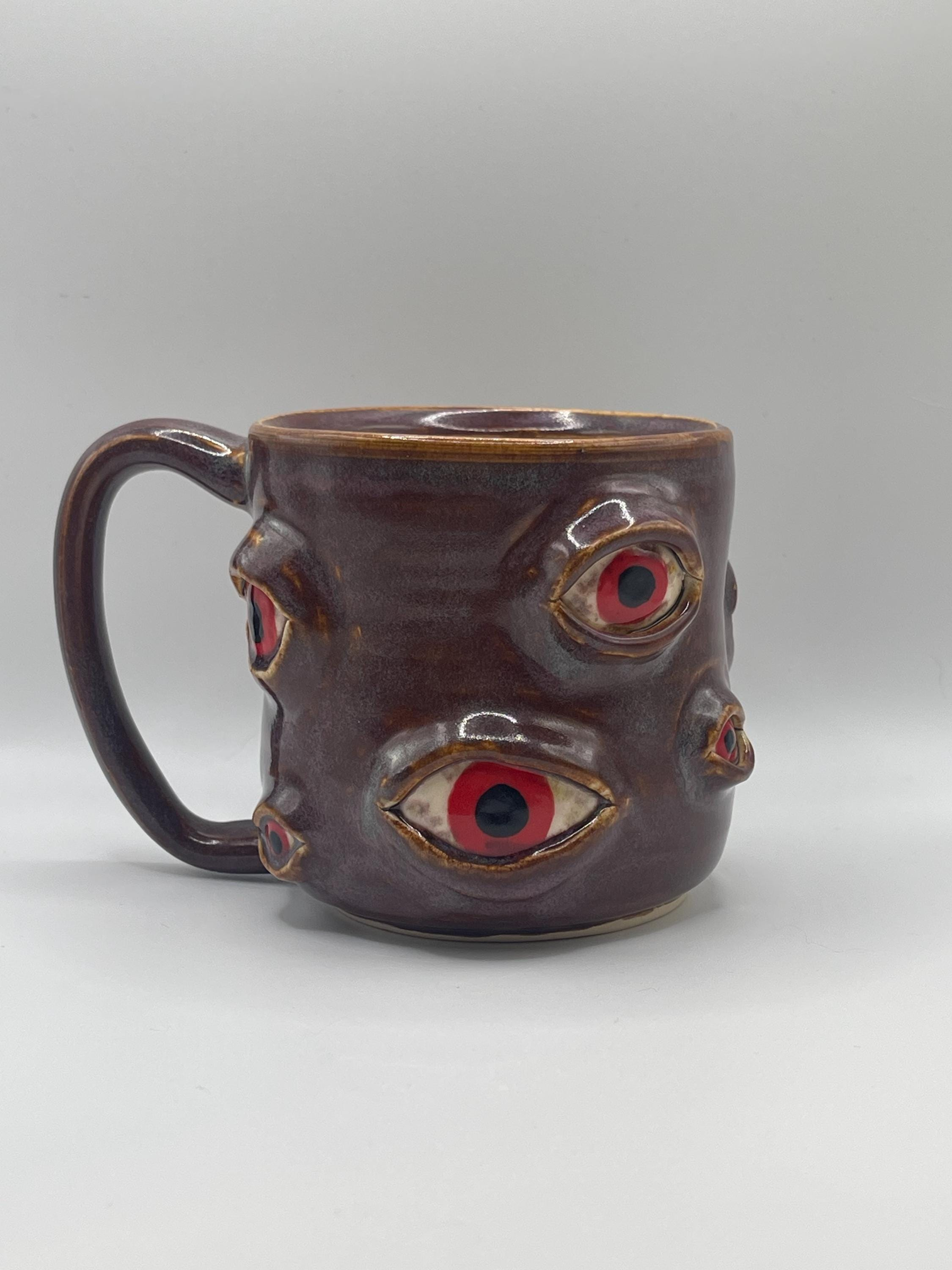 Funny Face Ceramic Mug, Novelty Handmade Coffee Cup 