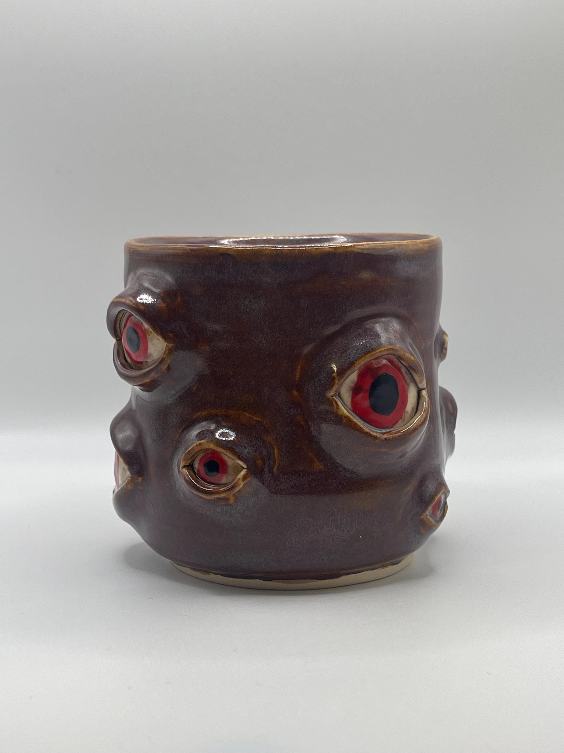 Funny Face Ceramic Mug, Novelty Handmade Coffee Cup 