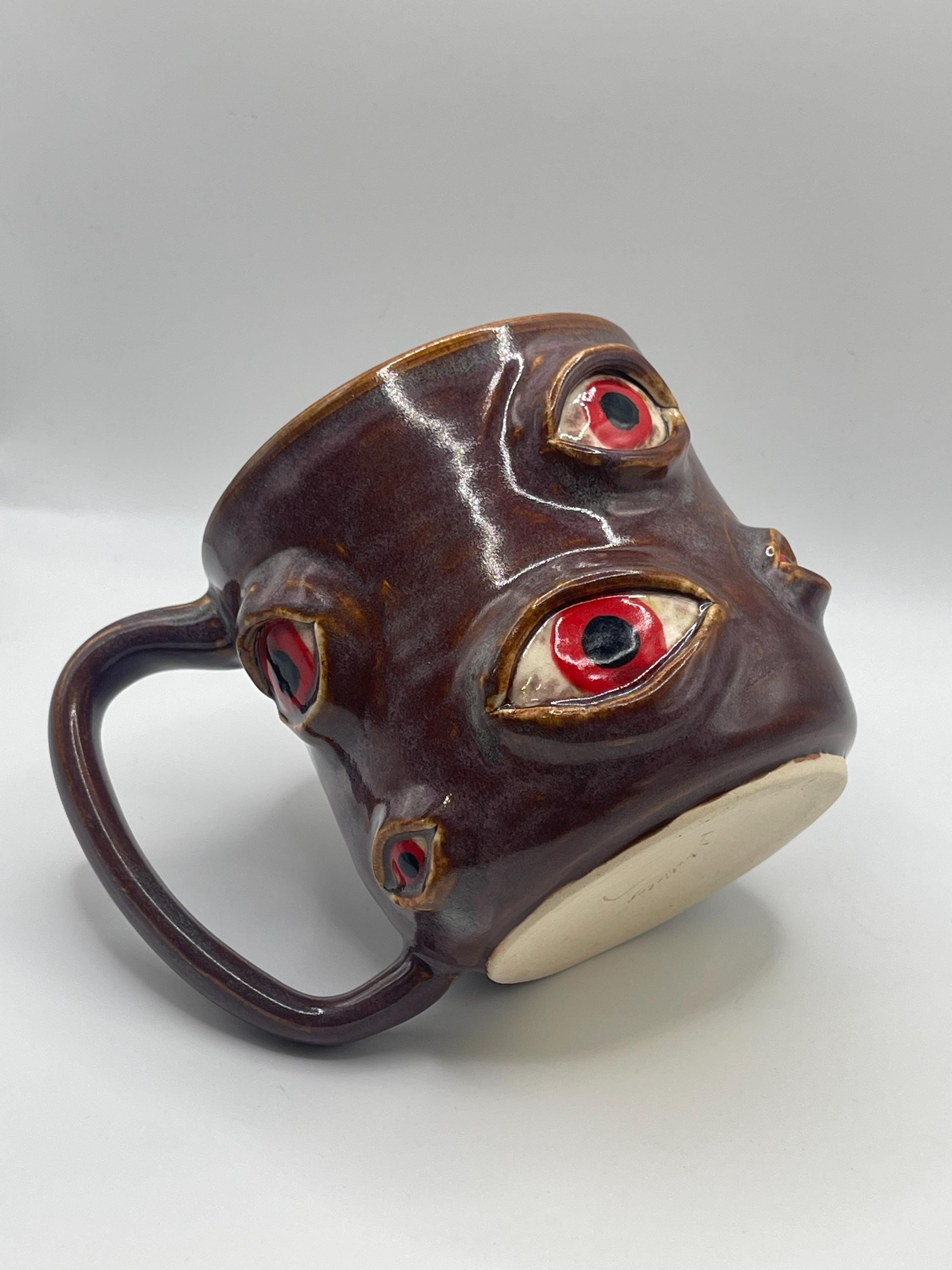 Funny Face Ceramic Mug, Novelty Handmade Coffee Cup 