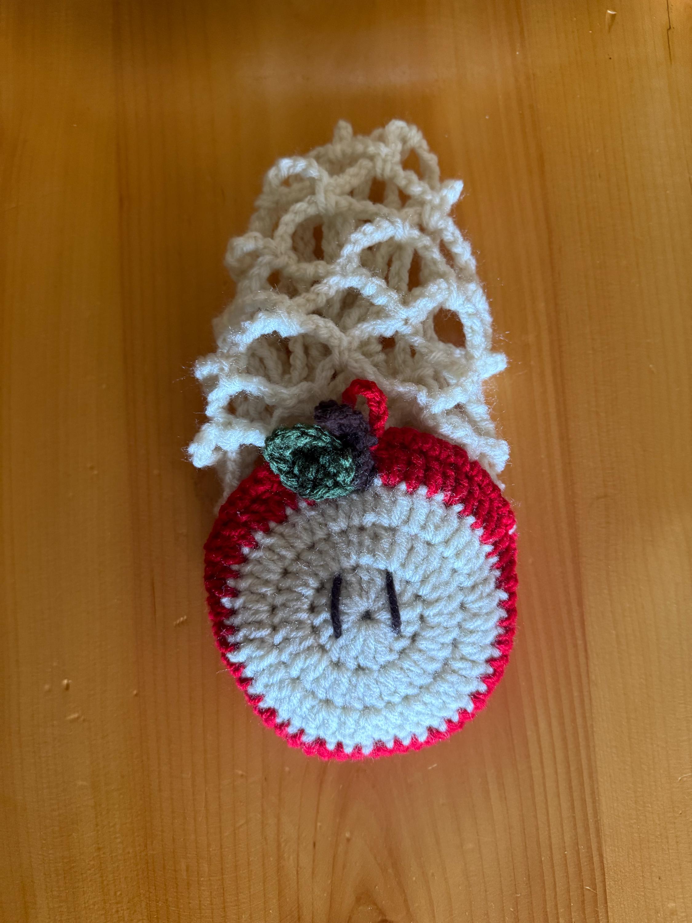 Crochet Apple Basketball Hoop Fidget Toy, Handmade Stress Relief Plush 