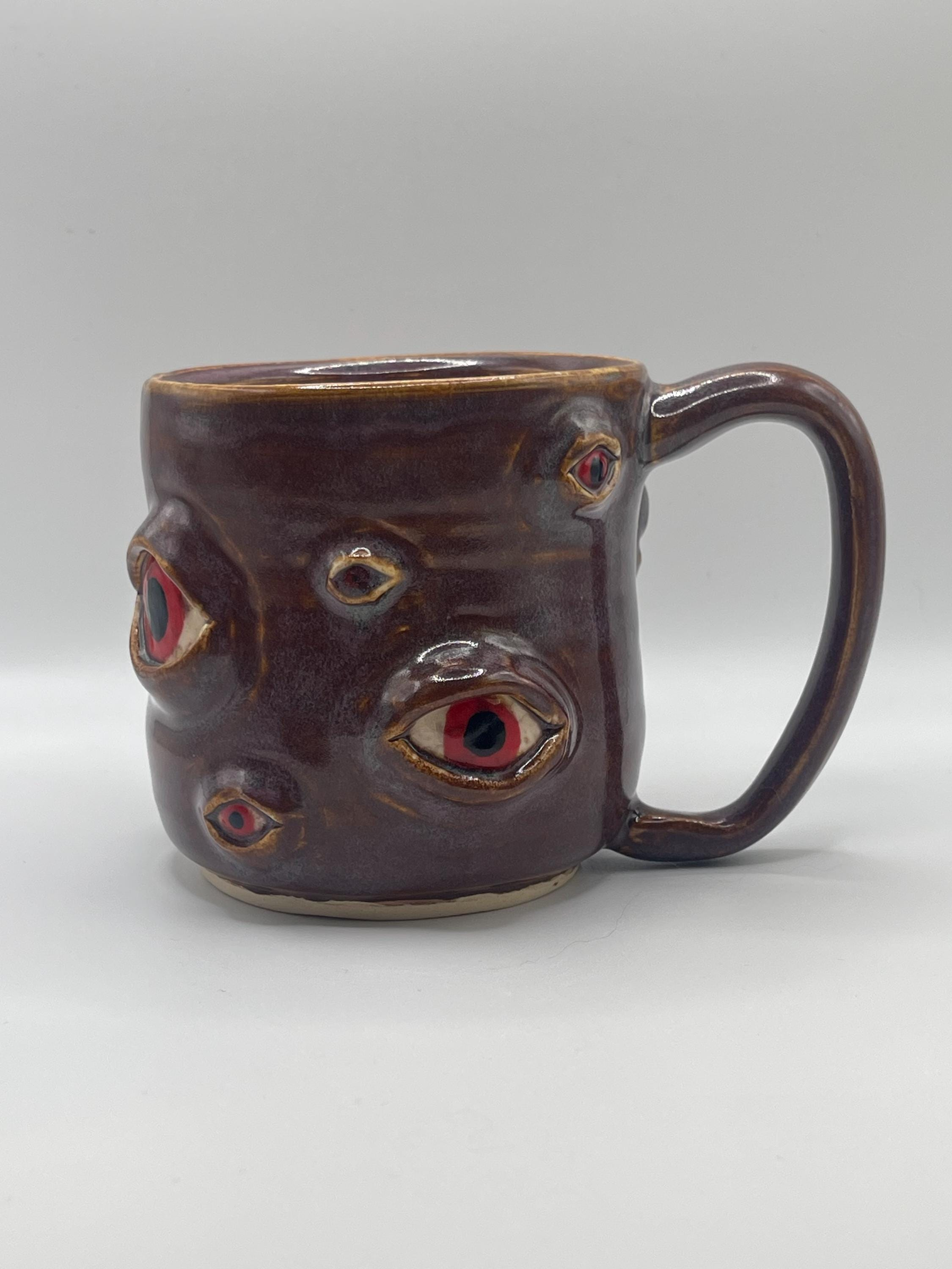 Funny Face Ceramic Mug, Novelty Handmade Coffee Cup 