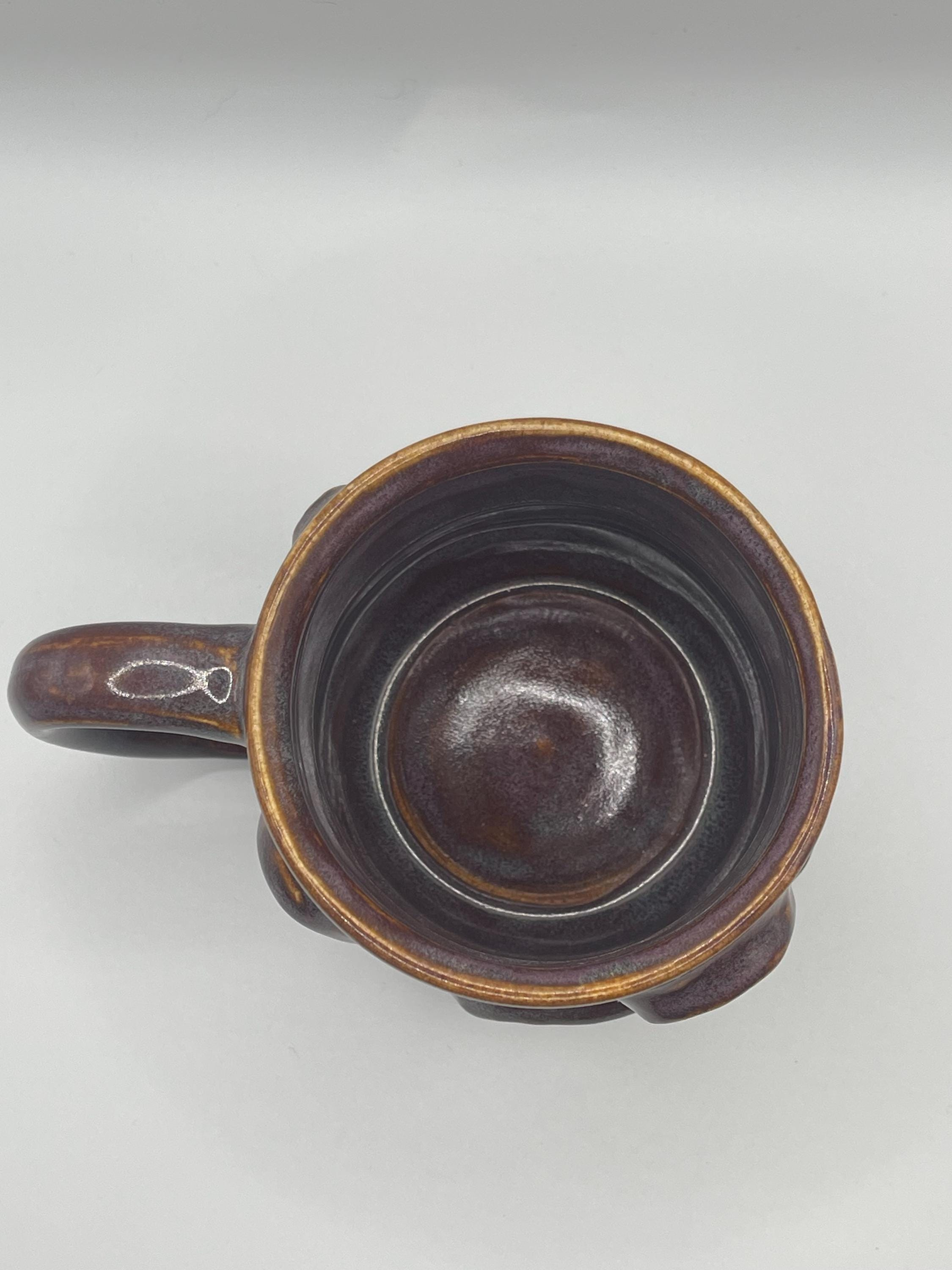 Funny Face Ceramic Mug, Novelty Handmade Coffee Cup 