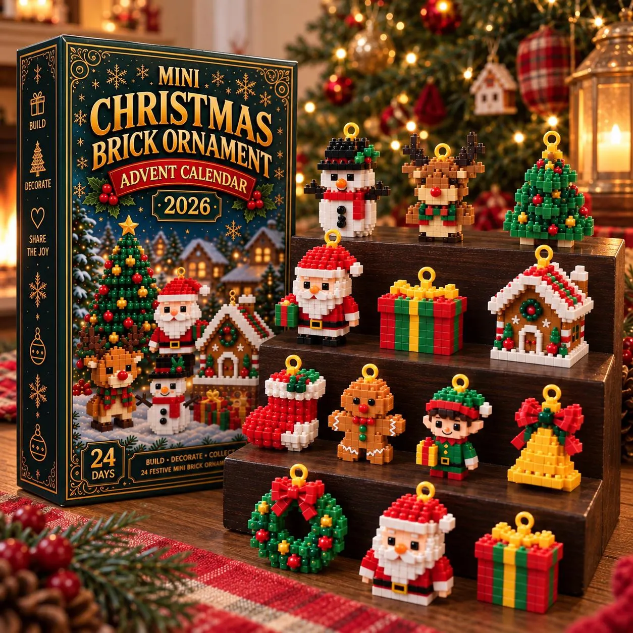 2026 Christmas Mini Brick Ornament Advent Calendar – 24-Day Build & Collect Holiday Set