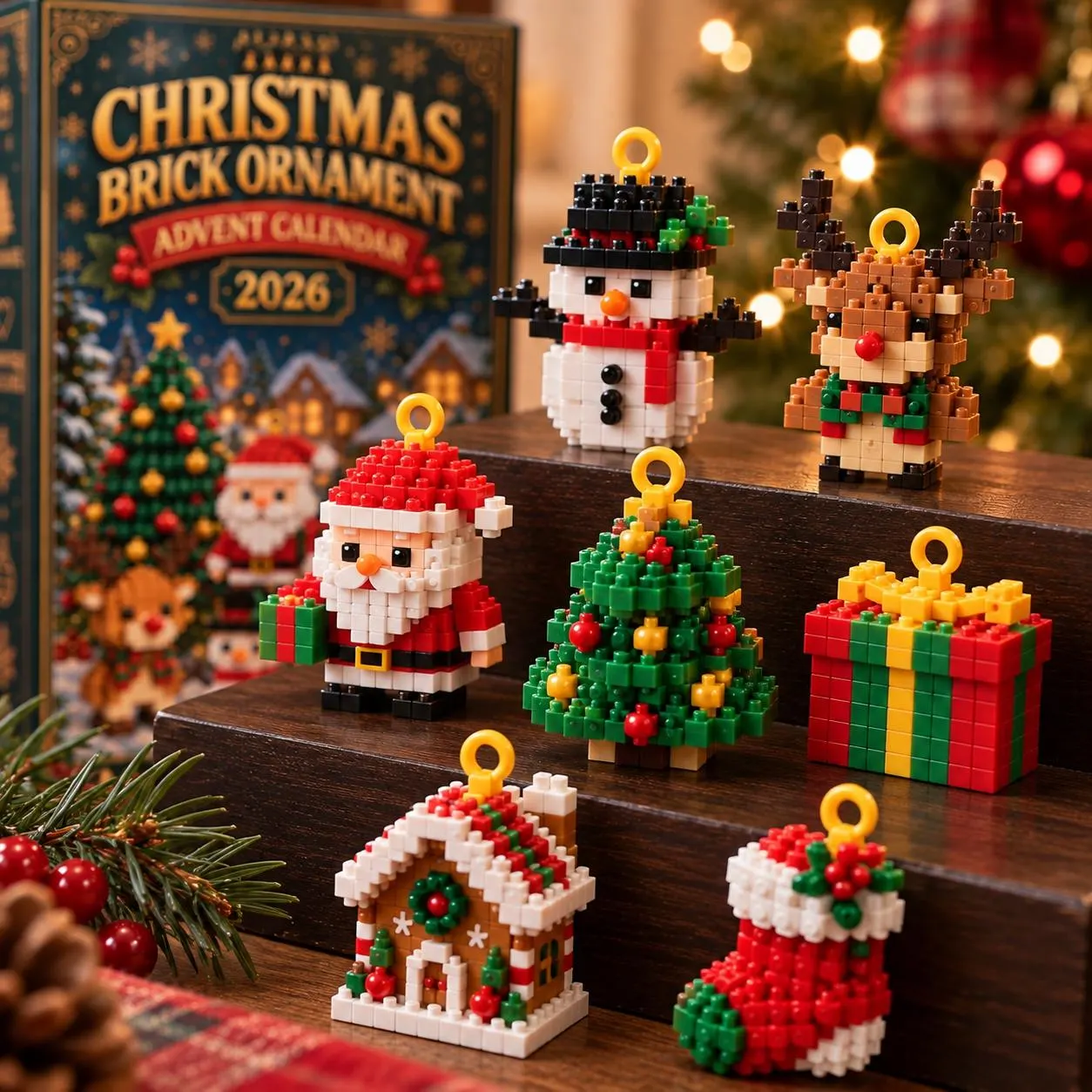 2026 Christmas Mini Brick Ornament Advent Calendar – 24-Day Build & Collect Holiday Set