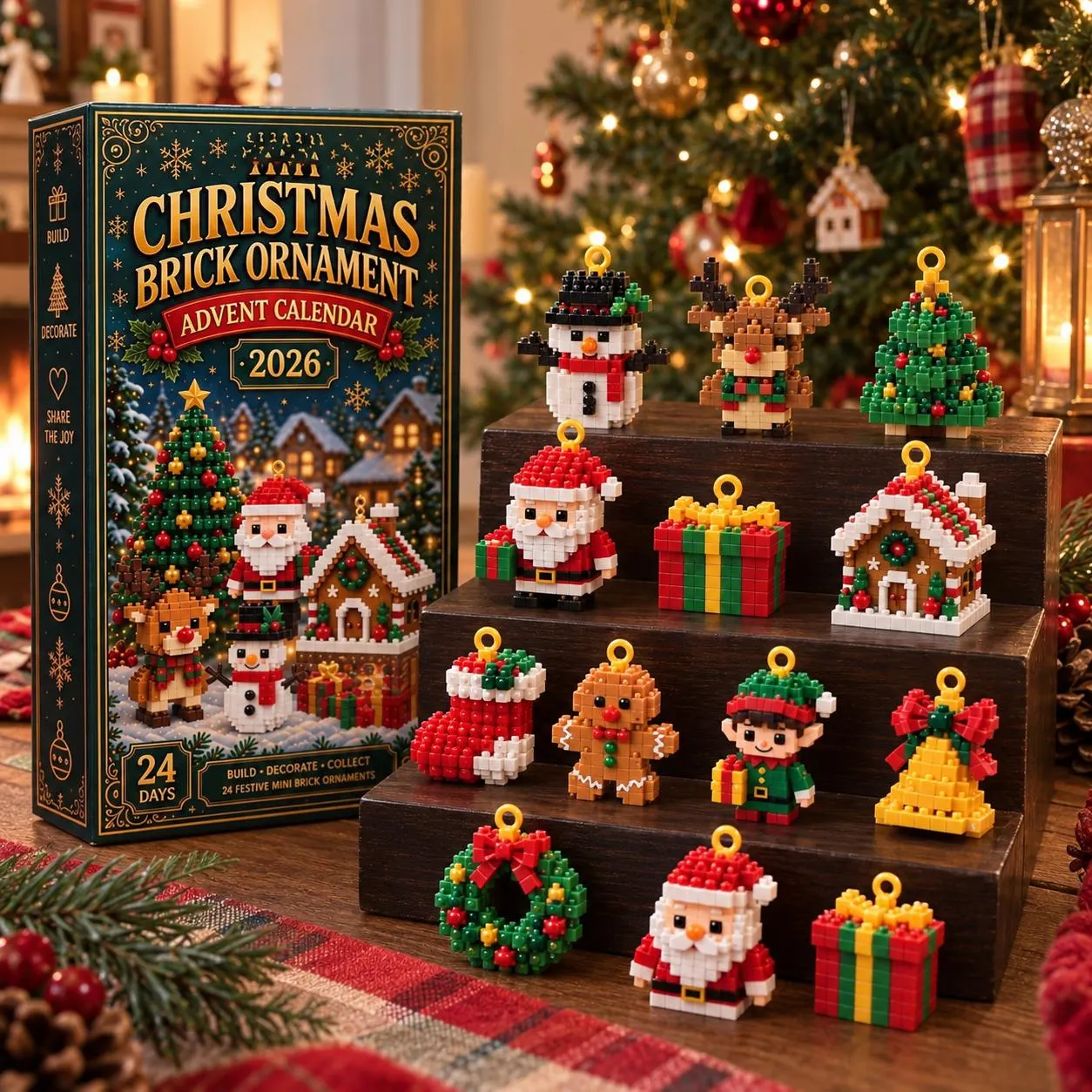 2026 Christmas Mini Brick Ornament Advent Calendar – 24-Day Build & Collect Holiday Set