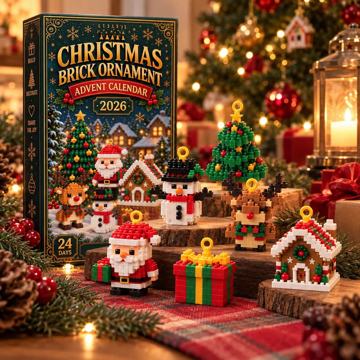 2026 Christmas Mini Brick Ornament Advent Calendar – 24-Day Build & Collect Holiday Set
