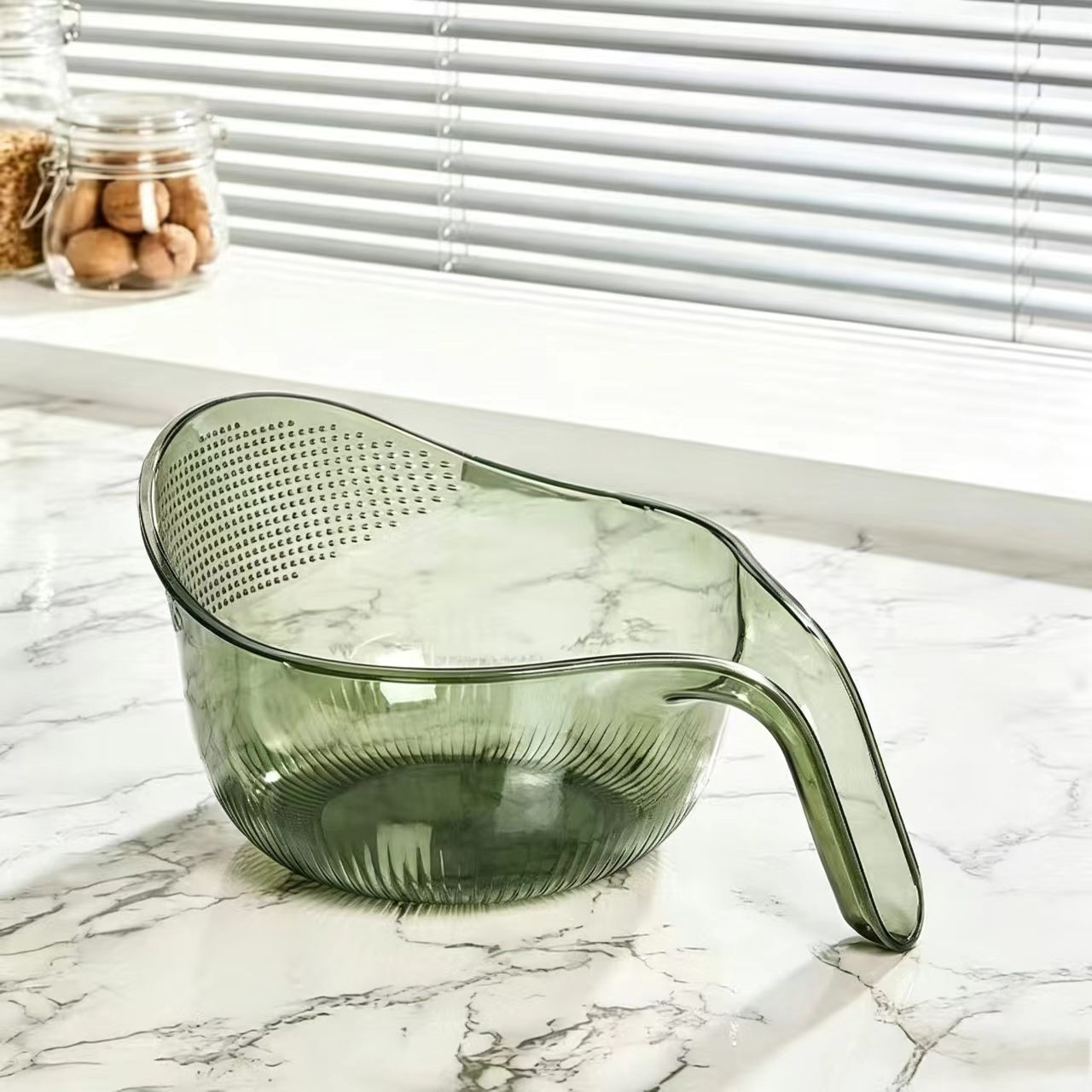 Multi-Purpose Rice Washing Strainer Bowl with Handle