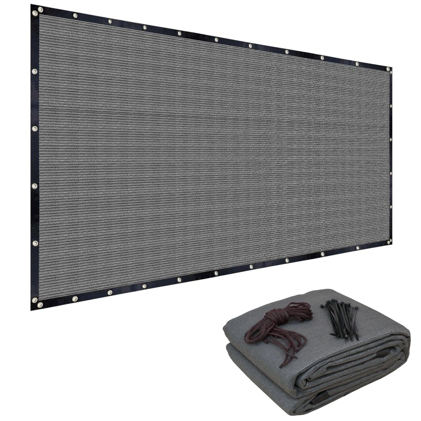 Brown Privacy Screen Shade Cloth with Cable Ties & Bungee Cords