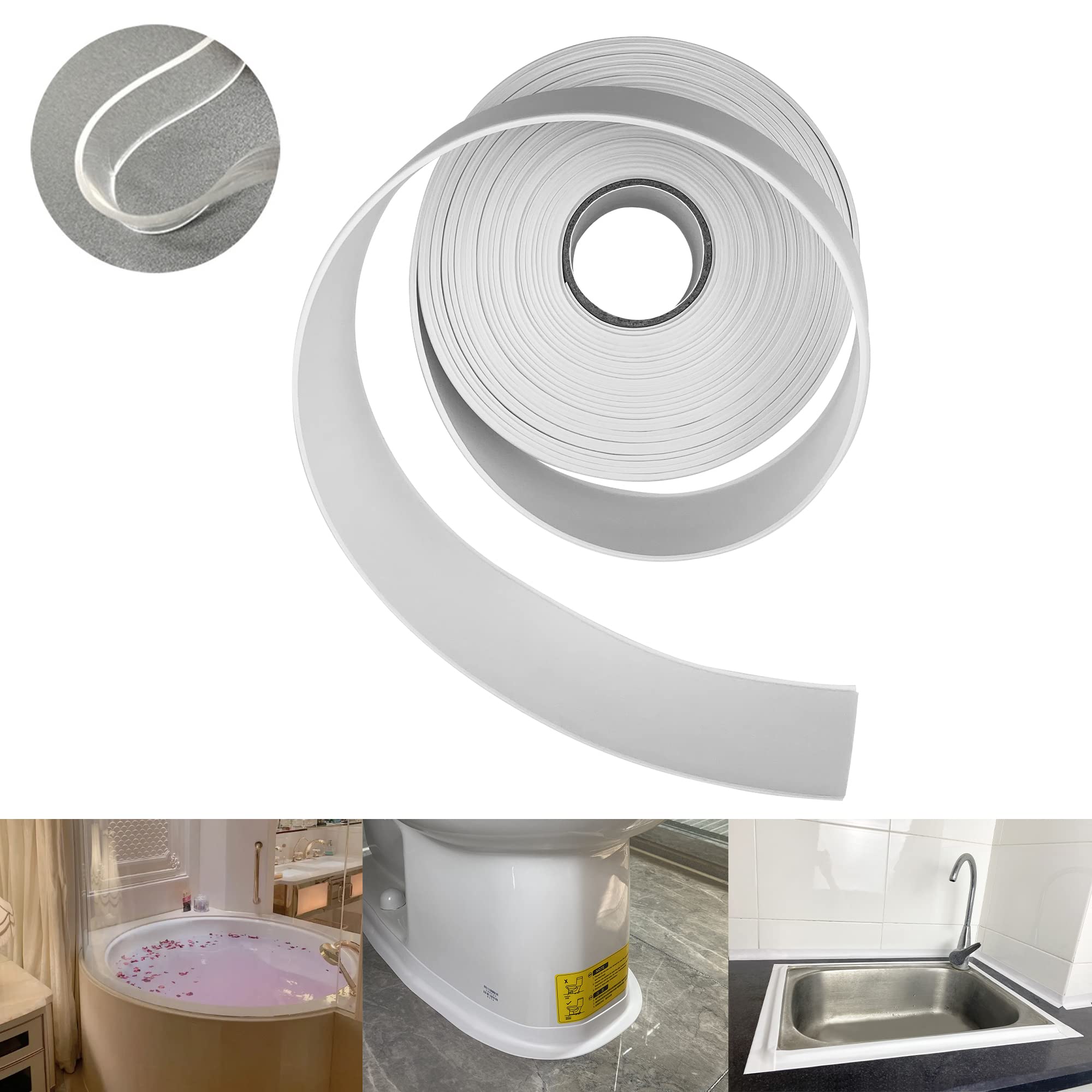 Bathroom Caulk Tape, Flexible Waterproof Gap Sealer for Toilet Base Wall Corner