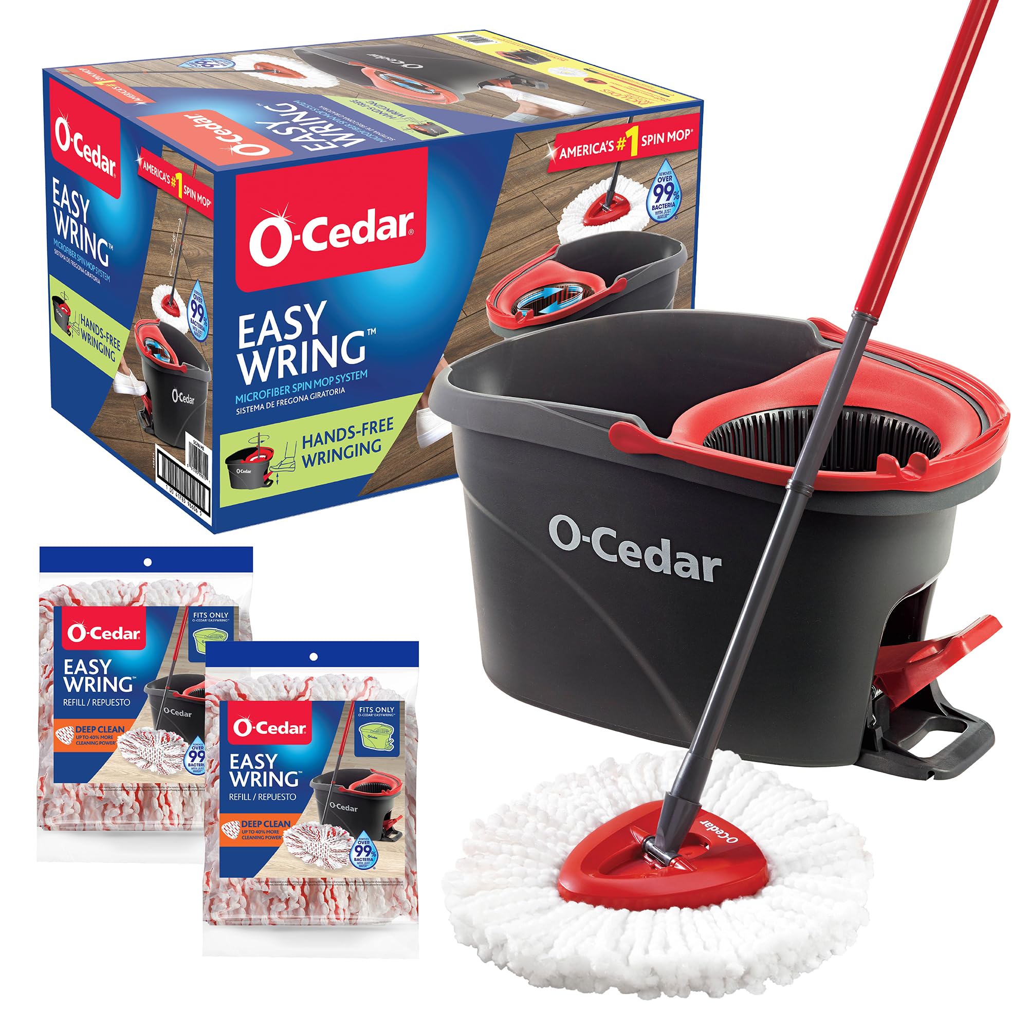O-Cedar EasyWring Microfiber Spin Mop & Bucket Floor Cleaning System