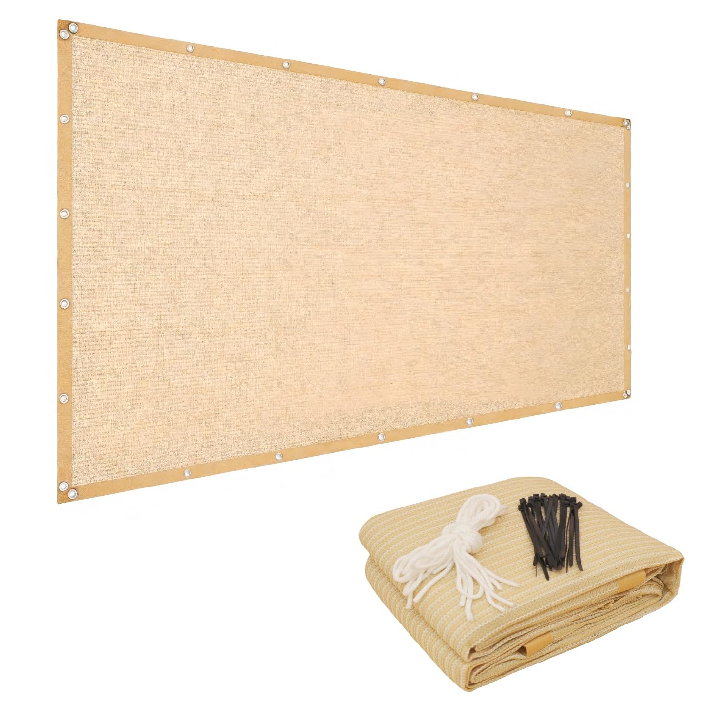Brown Privacy Screen Shade Cloth with Cable Ties & Bungee Cords