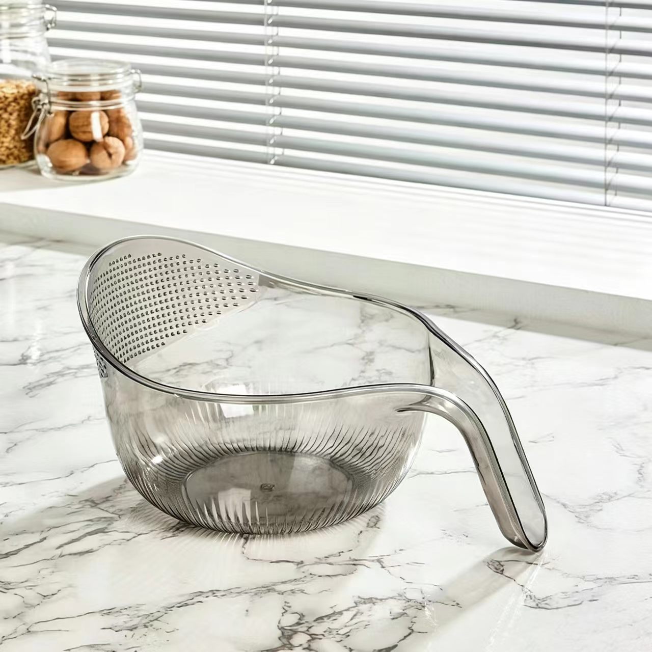 Multi-Purpose Rice Washing Strainer Bowl with Handle