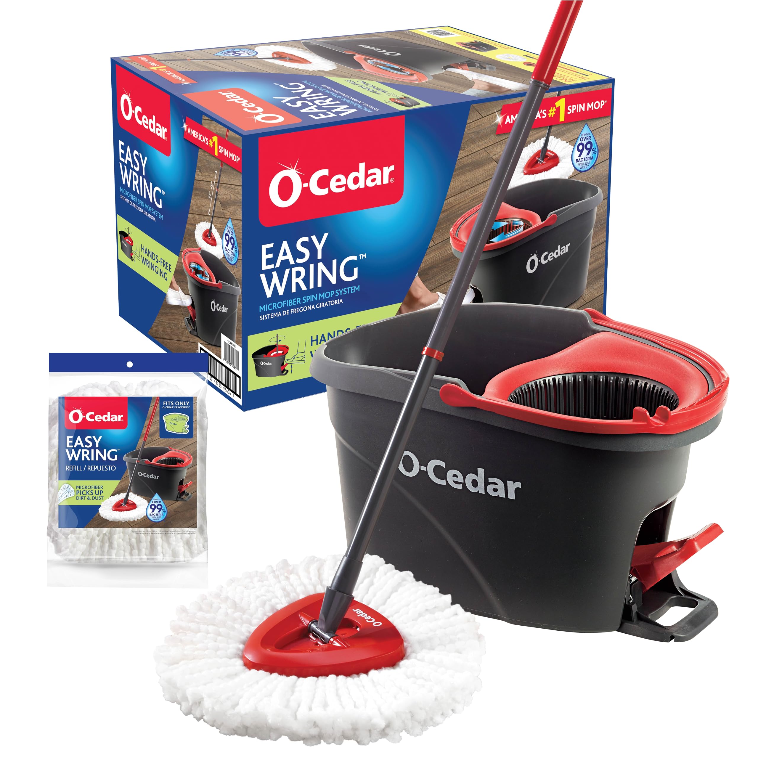 O-Cedar EasyWring Microfiber Spin Mop & Bucket Floor Cleaning System
