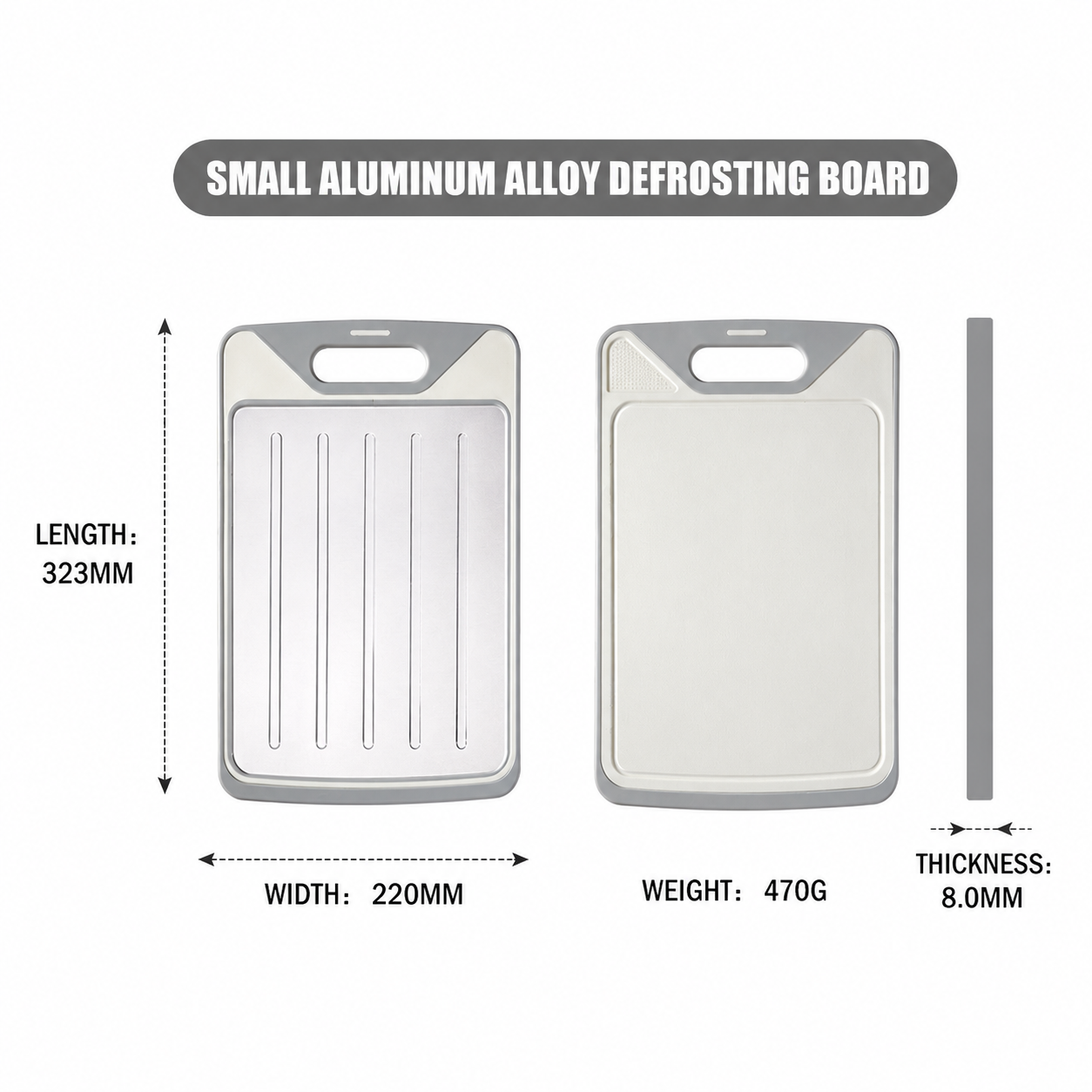 Double Sided Cutting Board, Stainless Steel & Food-Grade Plastic Chopping Board