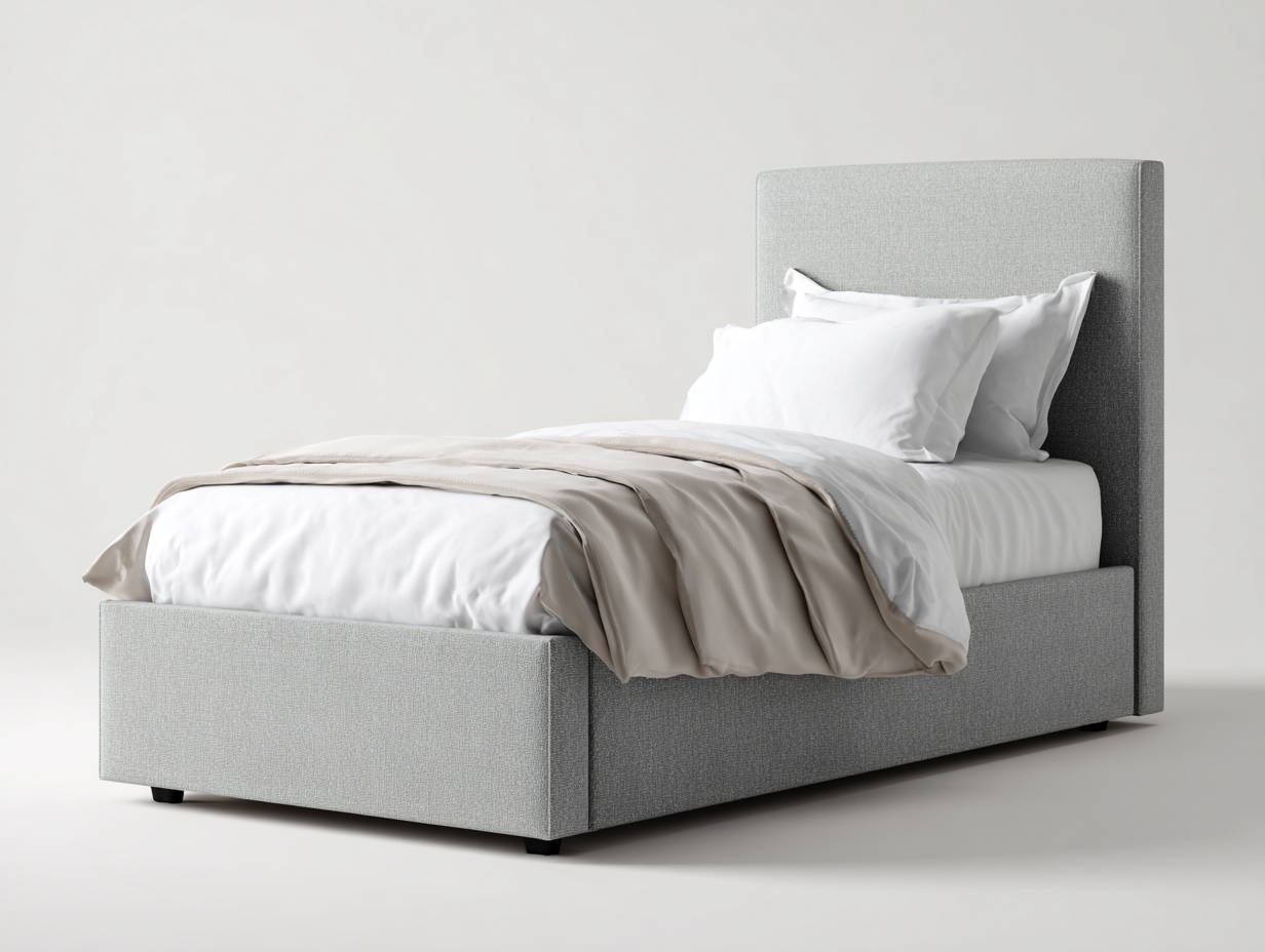Letto singolo imbottito tessuto 200x100x110 cm - Grigio chiaro - Design moderno per camera da letto-Raviaihaven