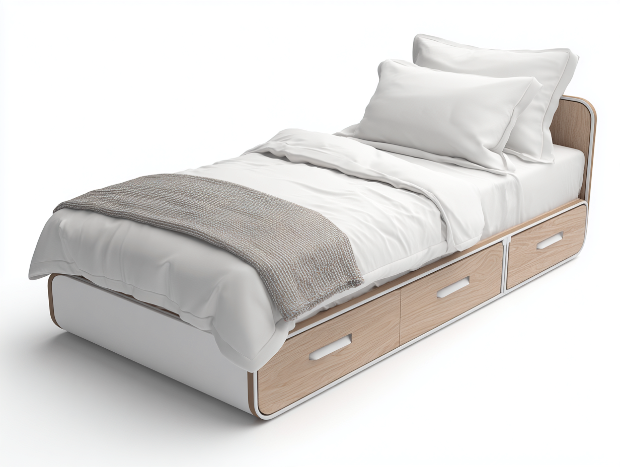 Letto singolo struttura in legno 200x90x85 cm - bianco-legno naturale - design moderno per camera da letto-Raviaihaven