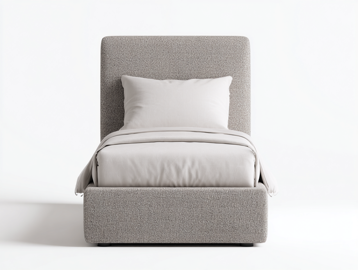 Letto singolo imbottito tessuto 200x95x115 cm - grigio chiaro - design moderno per camera da letto-Raviaihaven