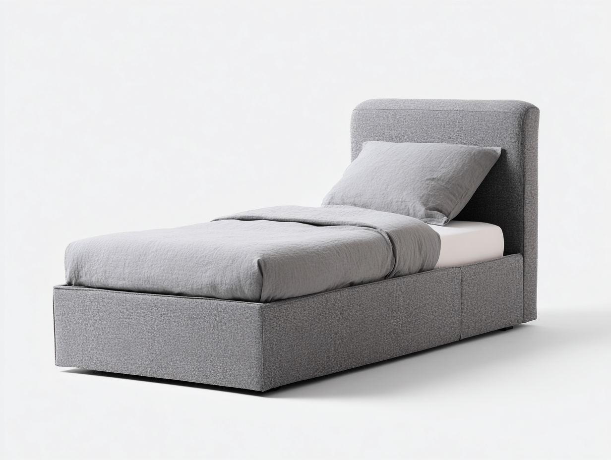 Letto singolo imbottito 200x90x100 cm - grigio - design moderno per camera da letto-Raviaihaven