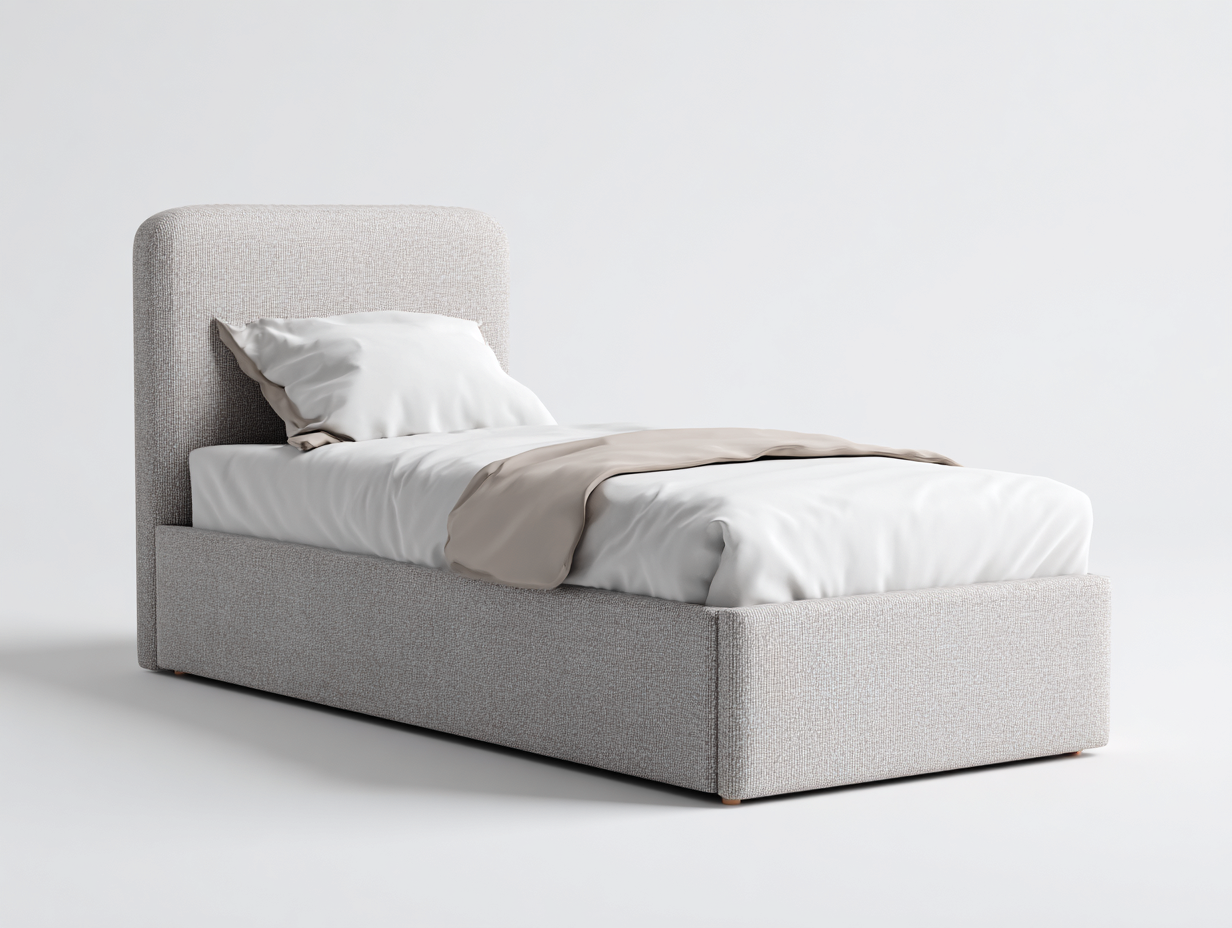 Letto singolo imbottito rivestimento in tessuto 200x90x95 cm - beige - design moderno per camera da letto-Raviaihaven