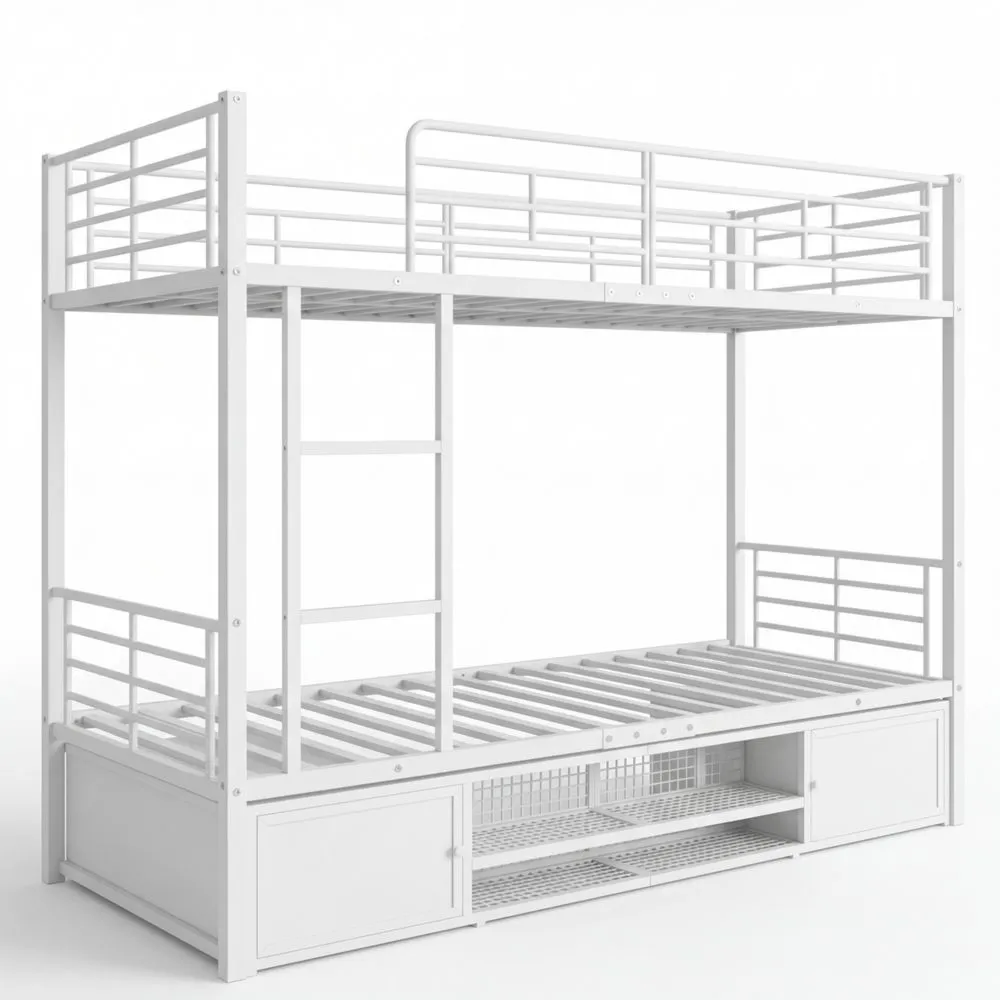 Robustes Etagenbett mit Schuhablage und Sicherheitsgeländer-Lutrivora