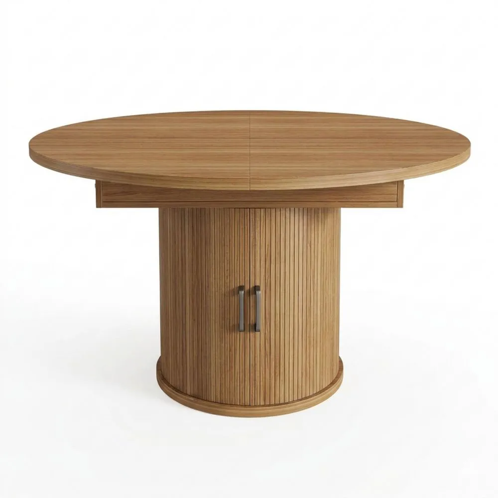 Runder ausziehbarer Esstisch mit Stauraum und Schiebetür für Esszimmer-Lutrivora