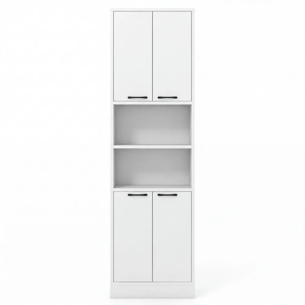 Hochschrank für Badezimmer mit Regalen und Türen in Weiß-Lutrivora