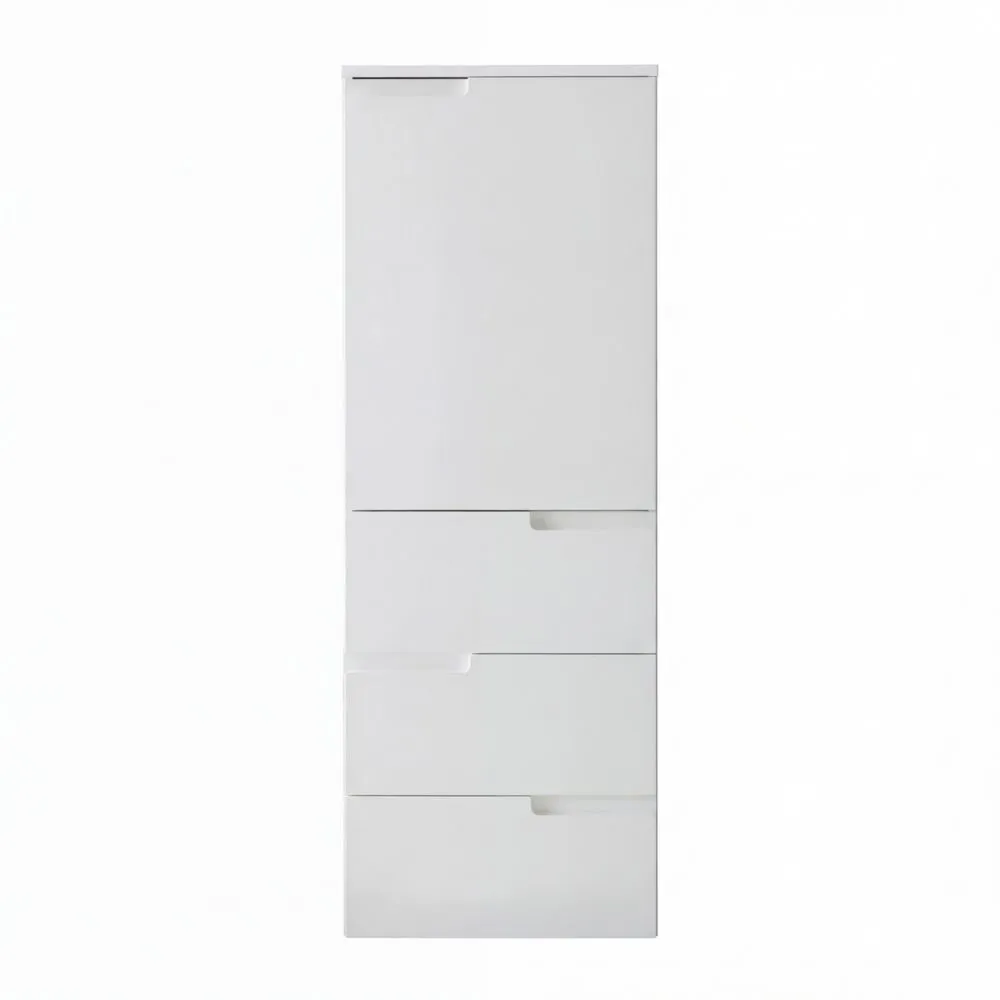 Moderner halbhoher Aktenschrank mit Schubladen in Hochglanz Weiß-Lutrivora