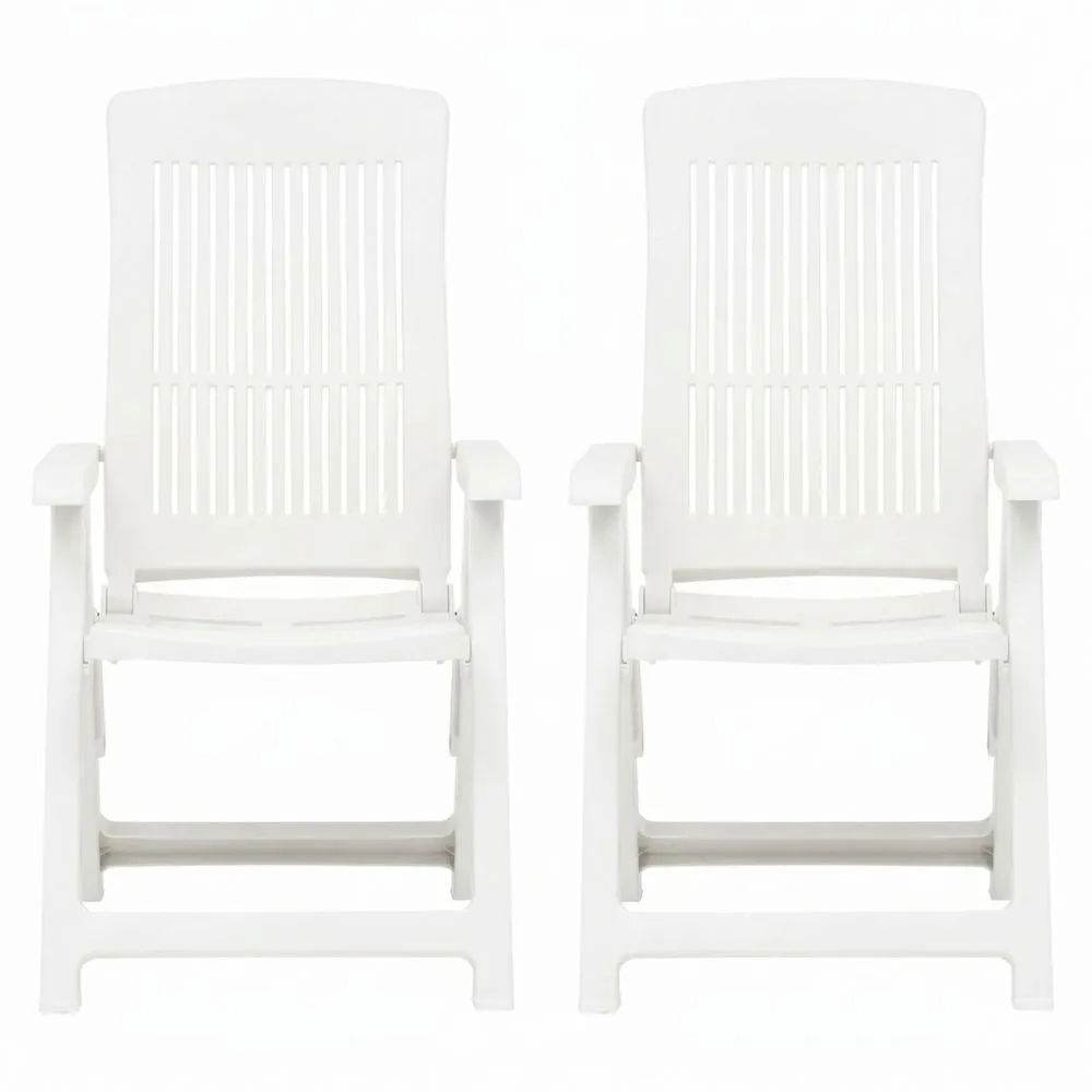 Klappbarer Gartenstuhl Set, verstellbar, Hochlehner, wetterfest, Weiß-Lutrivora