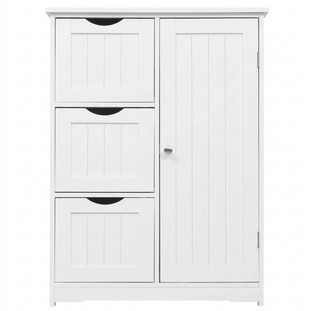 Schmaler Badezimmerschrank mit Schubladen in Weiß, ideal für Bad, Wohnzimmer und Küche-Lutrivora