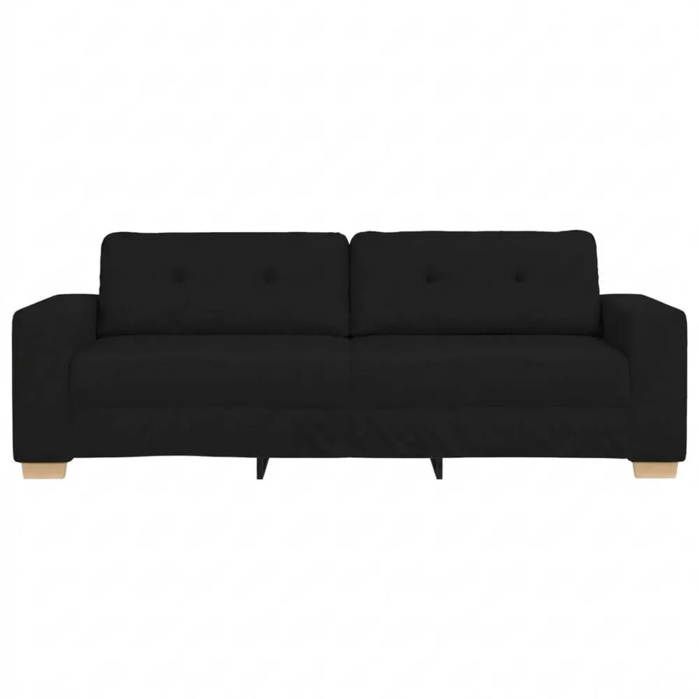 Schwarzes Sofa für drei Personen mit Stoffbezug, 180 cm-Lutrivora