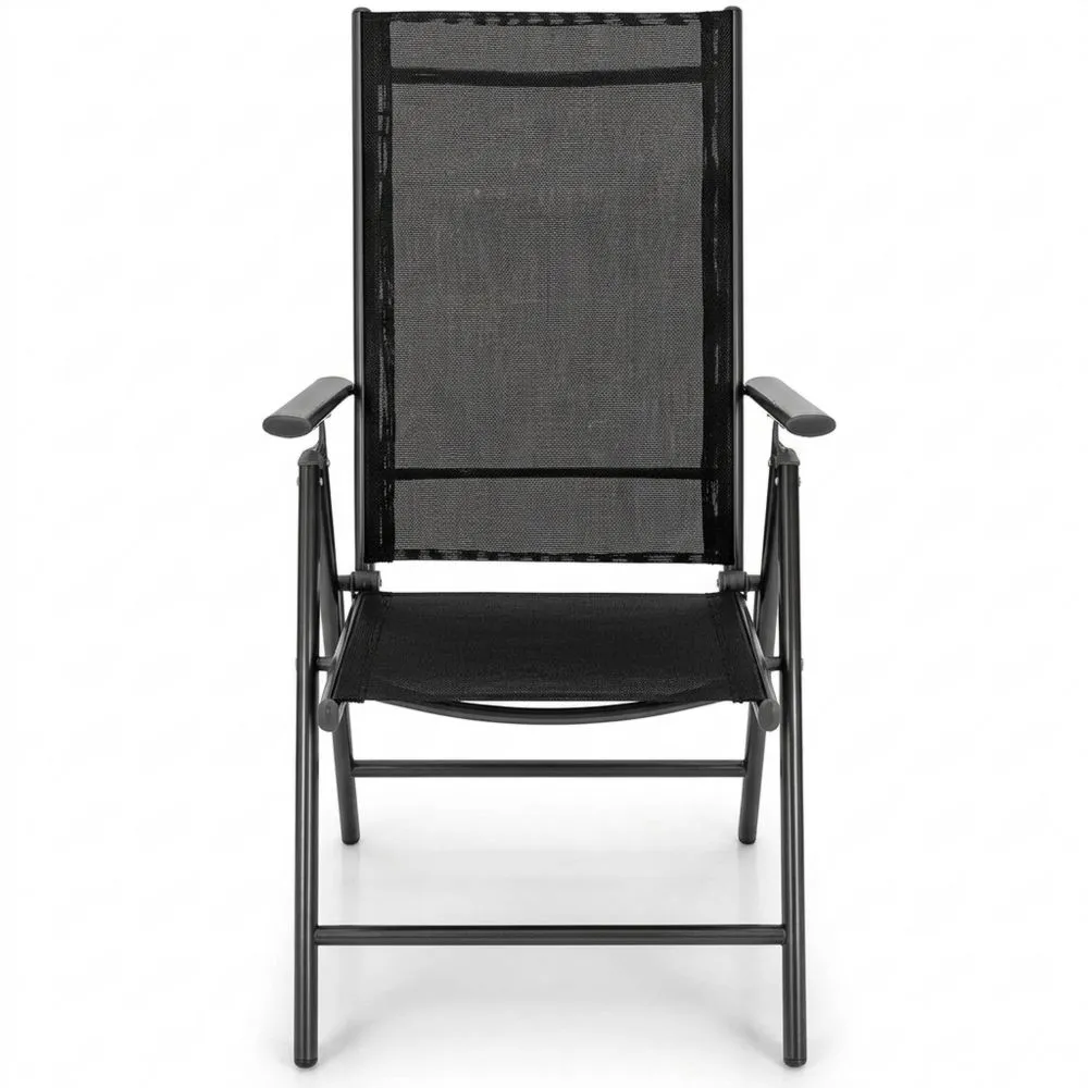 Klappbare Hochlehner-Gartenstühle mit Armlehnen, 4er-Set, verstellbar, anthrazit-Lutrivora