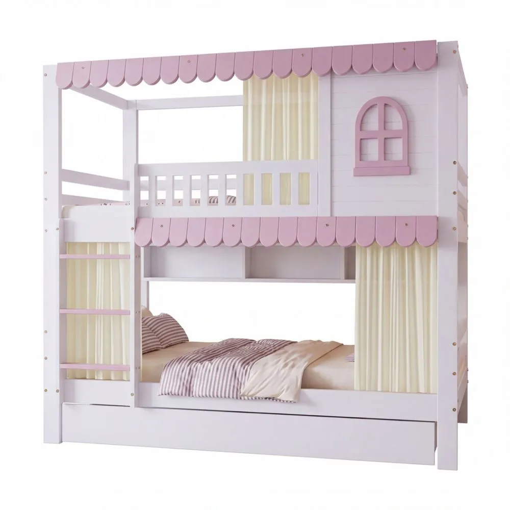 Platzsparendes Kinder-Hochbett mit Sicherheitsfeatures und Stauraum, 90x200cm-Lutrivora