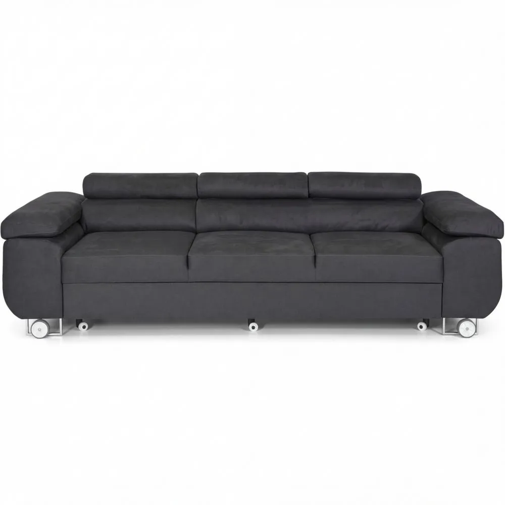 Ecksofa mit Bettkasten und Schlaffunktion, L-Form, Schlafsofa für Wohnzimmer, Dunkelgrau, Ottomane Links-Lutrivora