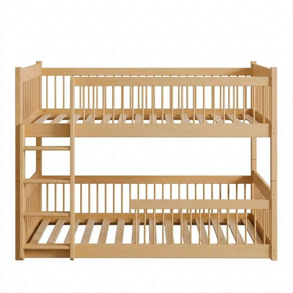Flexibles Kinder-Etagenbett aus Massivholz mit Matratzen, umbaubar zu Einzelbetten-Lutrivora