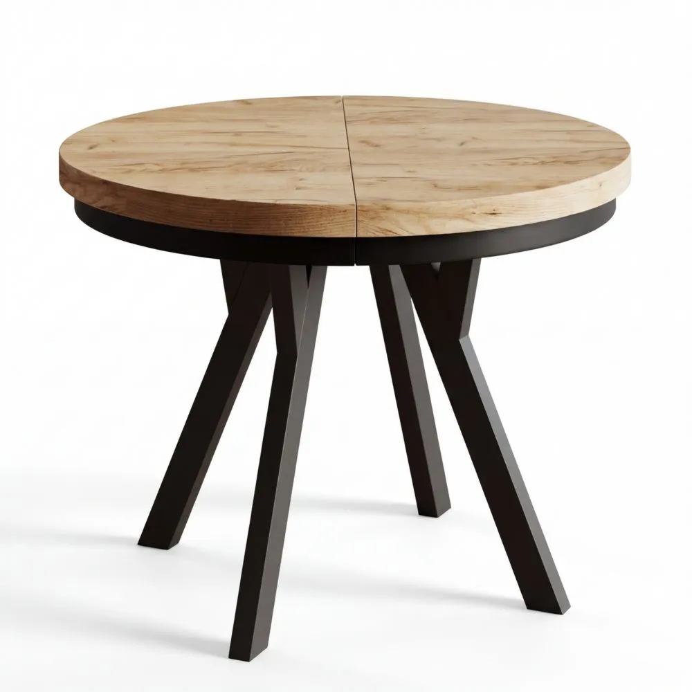 Ausziehbarer runder Esstisch, moderner Tisch für Wohnzimmer und Küche, stabil, Durchmesser 80-130 cm, Farbe Craft-Lutrivora